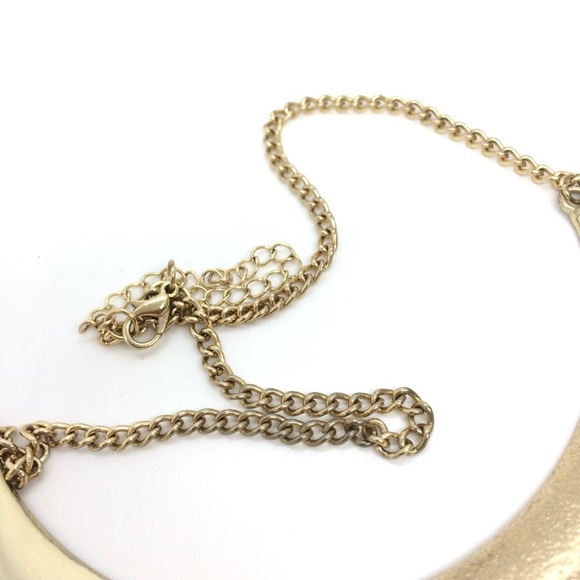 3/$30 VINTAGE GOLD TONE ENAMEL HORN STATEMENT NECKLACE COLLAR UNMARKED CHAIN - Picture 9 of 12